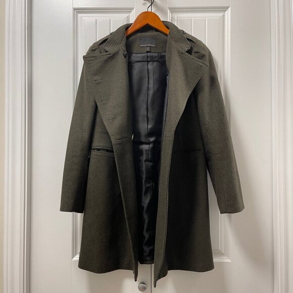 Banana Republic Melton Wool Long Military Jacket Green - SP - Picture 6 of 16